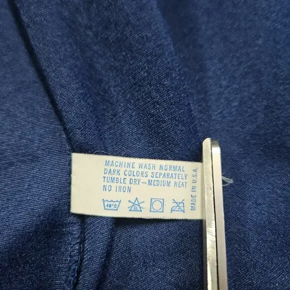 VTG Vanity Fair For Him Mens L-XL Robe Navy Blue Velour Calf Length Tie Belt USA - Picture 6 of 13